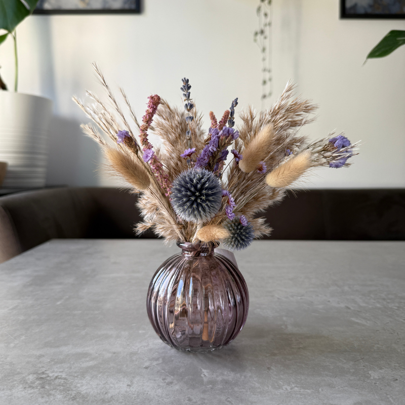 Bonnie Dried Flower Arrangement In Natural & Purple