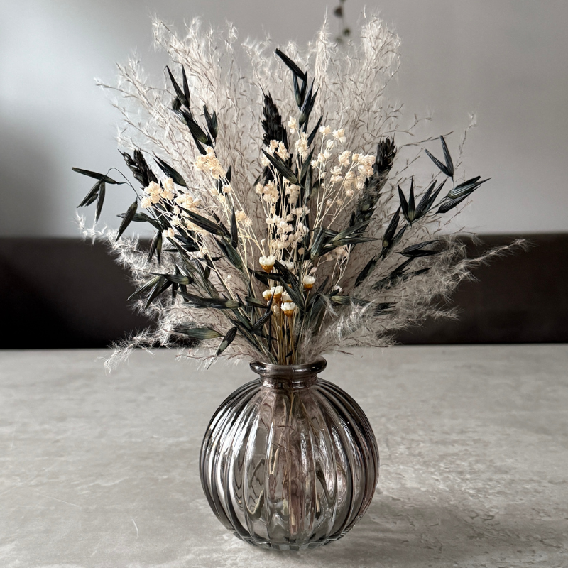 Wilma Dried Flower Arrangement In Grey, Black & White