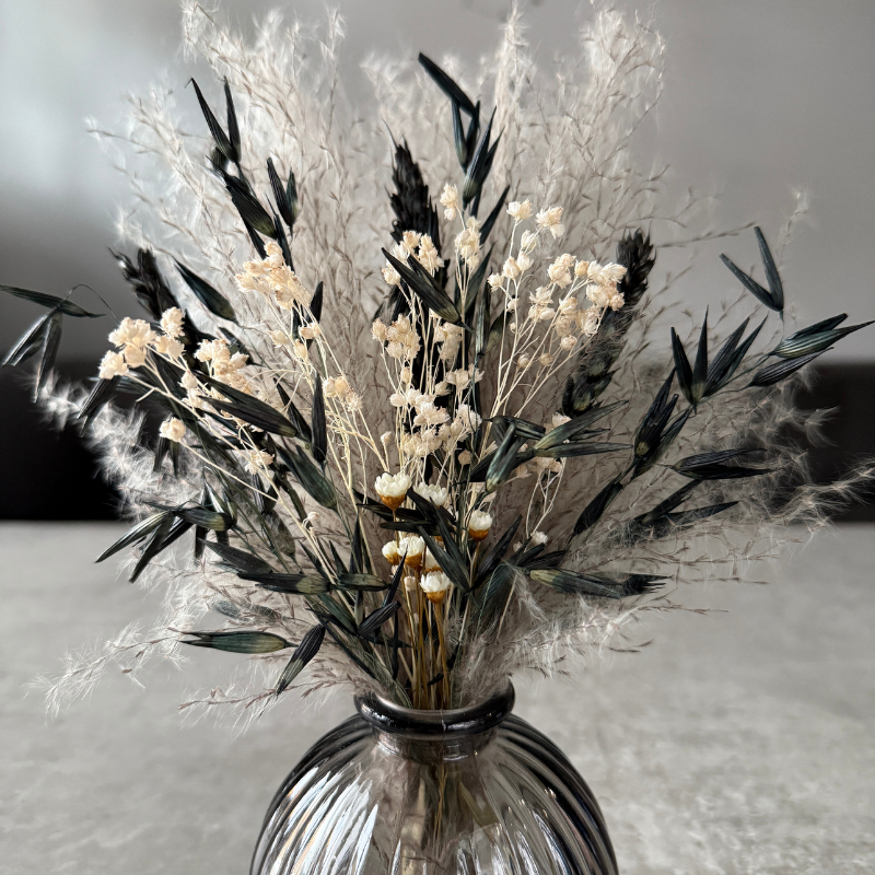 Wilma Dried Flower Arrangement In Grey, Black & White