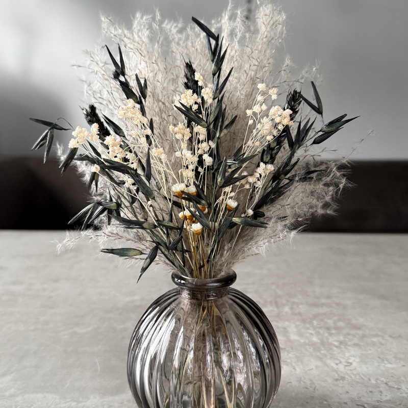 Wilma Dried Flower Arrangement In Grey, Black & White