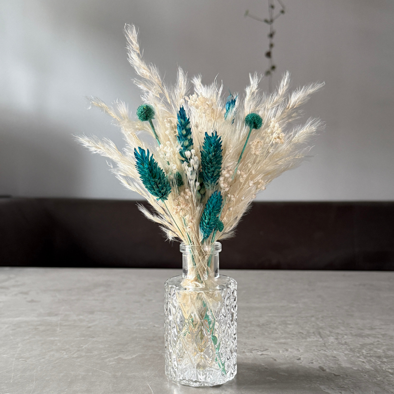 Harlow Dried Flower Arrangement In Cream & Teal