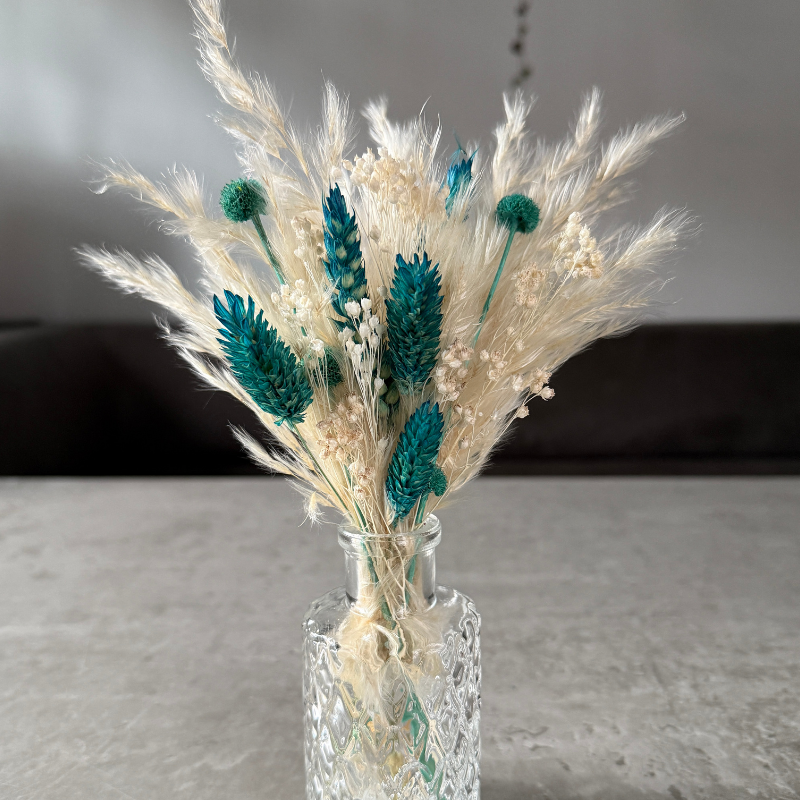 Harlow Dried Flower Arrangement In Cream & Teal