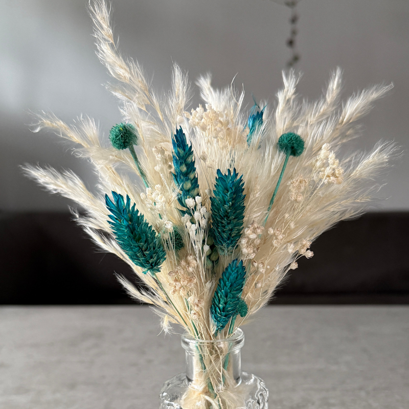 Harlow Dried Flower Arrangement In Cream & Teal