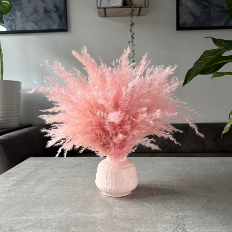 Ophelia Dried Flower Arrangement In Fluffy Pink Pampas Grass