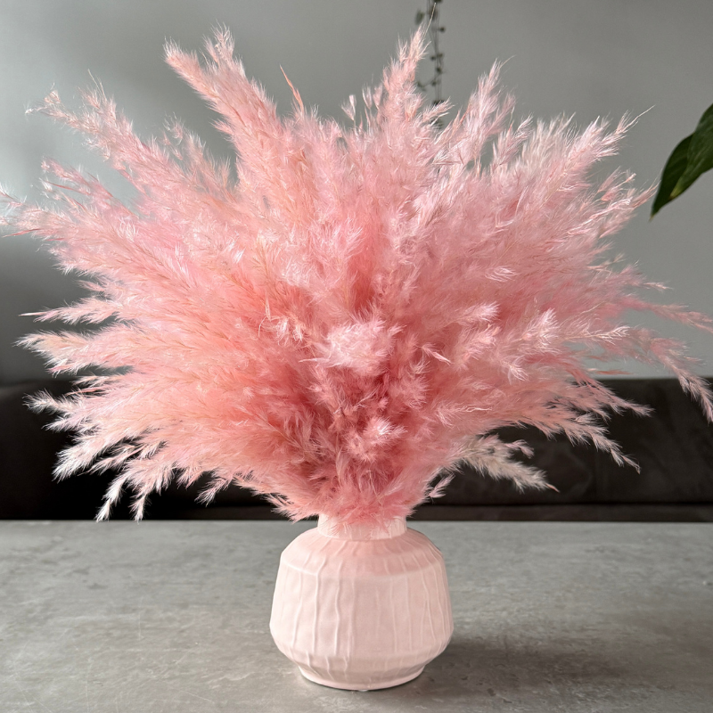 Ophelia Dried Flower Arrangement In Fluffy Pink Pampas Grass