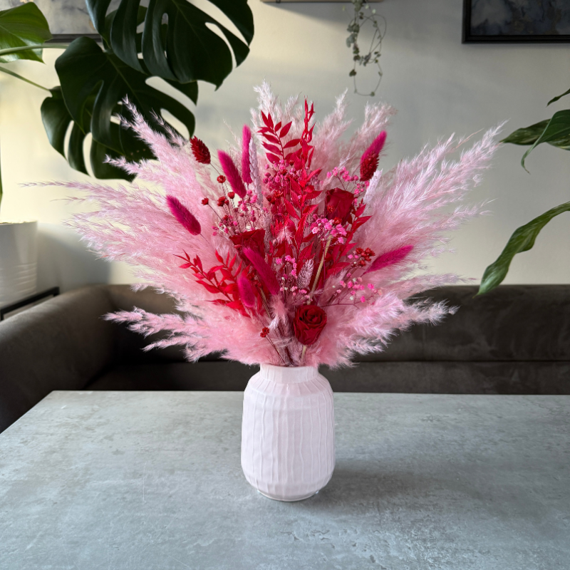 Valentina Dried Flower Arrangement In Pink & Red