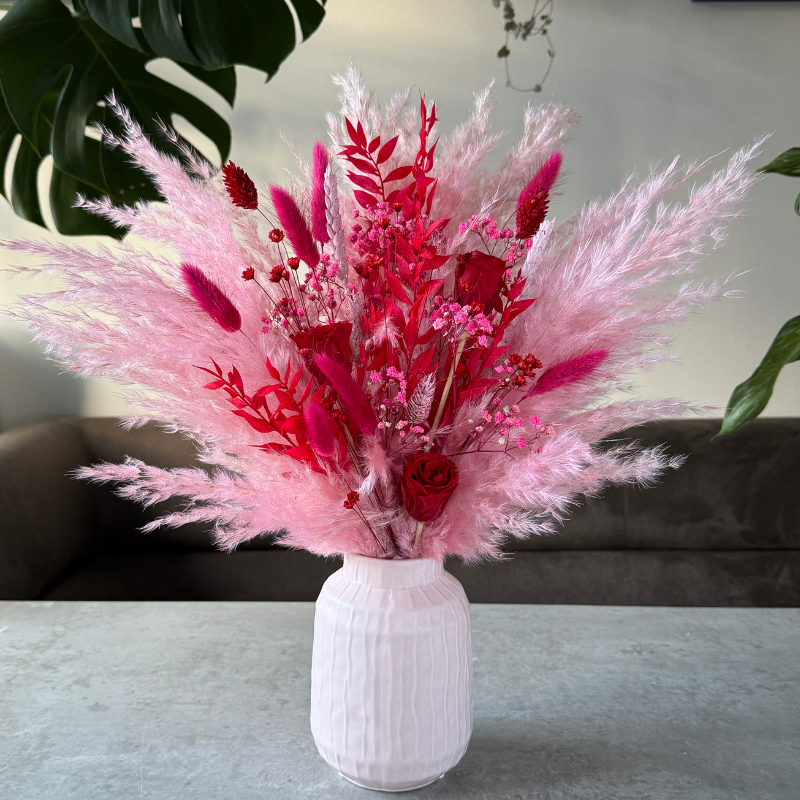 Valentina Dried Flower Arrangement In Pink & Red