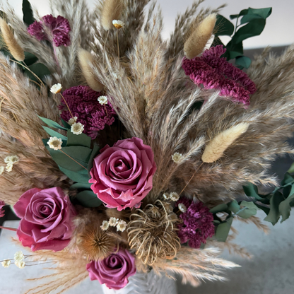 Juliet Dried Flower Arrangement In Natural, Pink & Eucalyptus