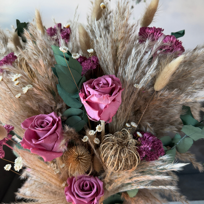 Juliet Dried Flower Arrangement In Natural, Pink & Eucalyptus