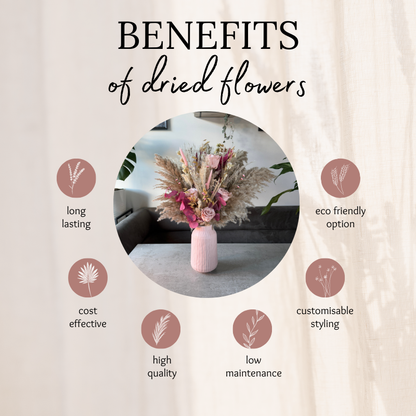 Jane Dried Flower Arrangement In Natural, Pink & Cream