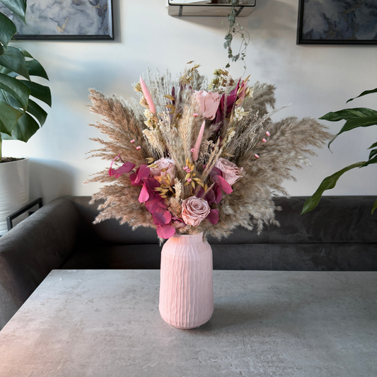 Jane Dried Flower Arrangement In Natural, Pink & Cream