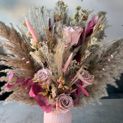 Jane Dried Flower Arrangement In Natural, Pink & Cream