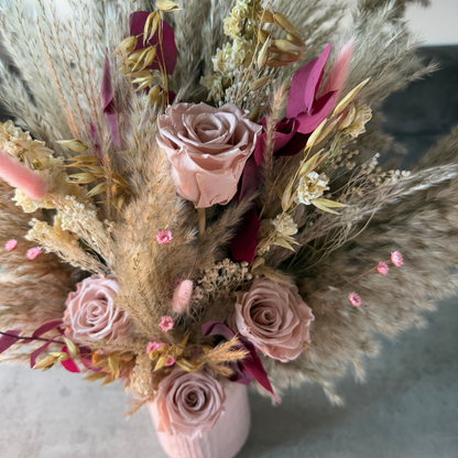 Jane Dried Flower Arrangement In Natural, Pink & Cream