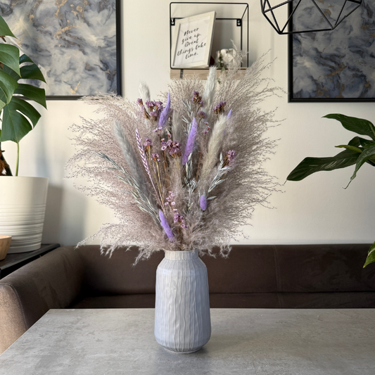 Rathna Dried Flower Arrangement In Grey & Lilac Purple