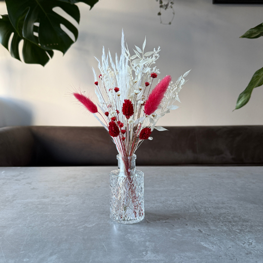 Cerys Dried Flower Arrangement In Red & White