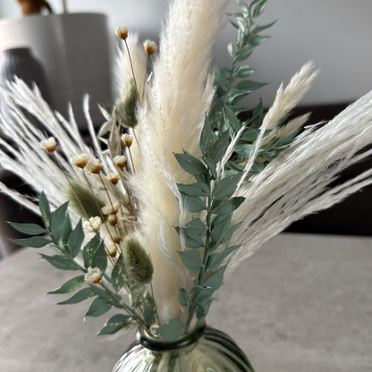 Mairi Dried Flower Arrangement In White & Green
