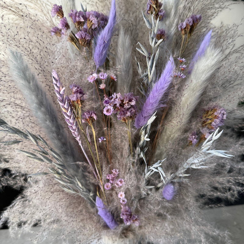 Rathna Dried Flower Arrangement In Grey & Lilac Purple