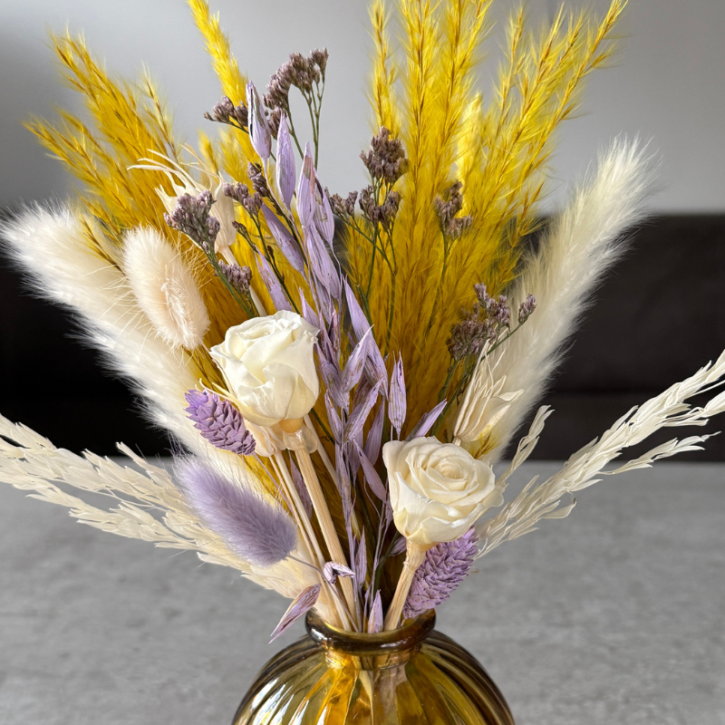 Sana Dried Flower Arrangement In Yellow, Purple & White