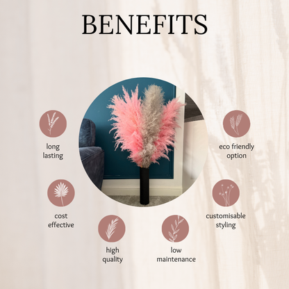 XL Extra Fluffy Pampas Grass In Pink & Grey