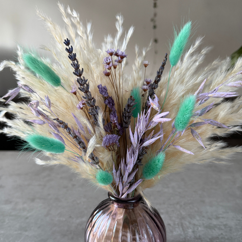 Mollie Dried Flower Arrangement In Cream, Lilac & Mint Green