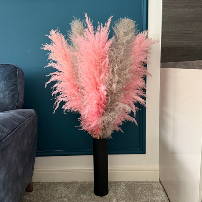 XL Extra Fluffy Pampas Grass In Pink & Grey