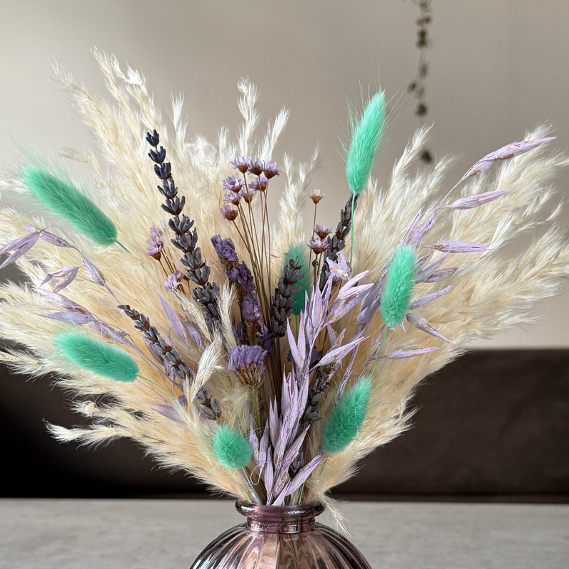 Mollie Dried Flower Arrangement In Cream, Lilac & Mint Green