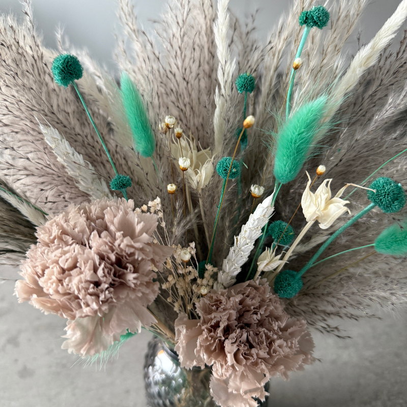 Leilani Dried Flower Bouquet In Grey & Mint