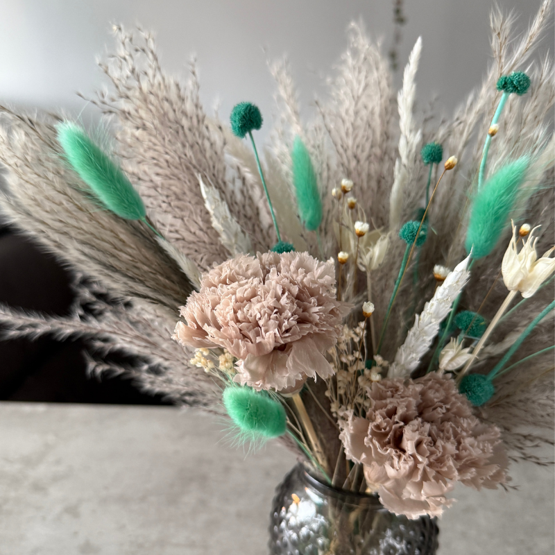 Leilani Dried Flower Bouquet In Grey & Mint