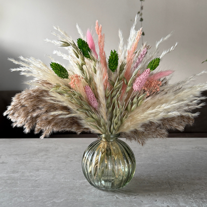 Dakota Dried Flower Arrangement In Green, Pink, Natural & Cream