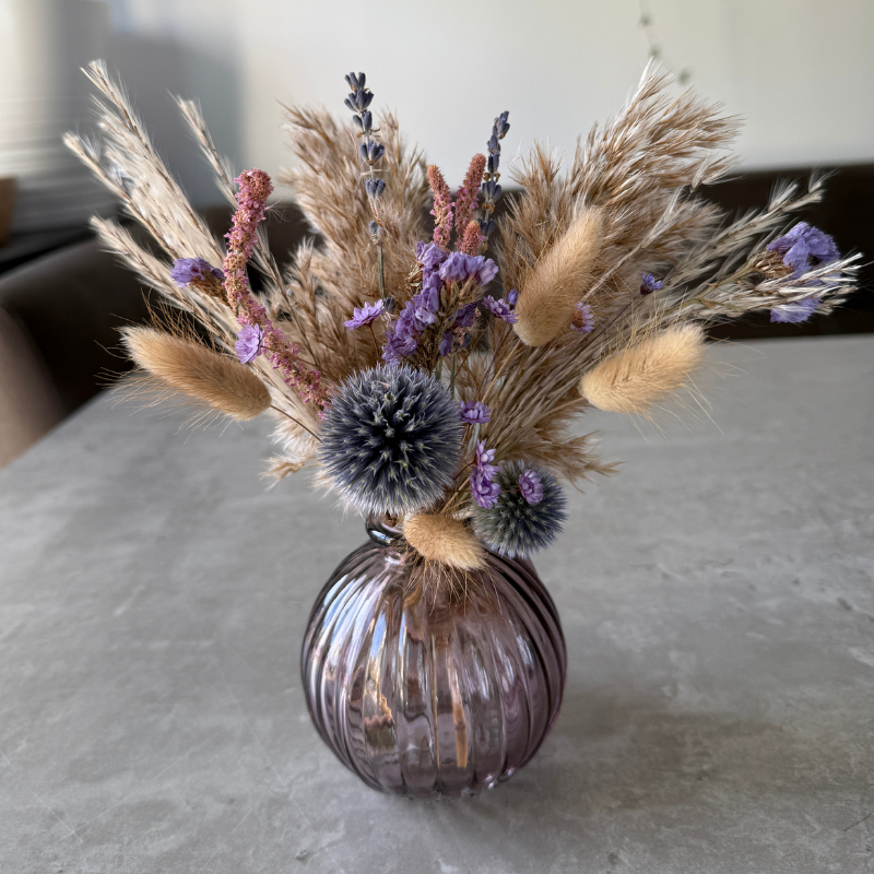 Bonnie Dried Flower Arrangement In Natural & Purple