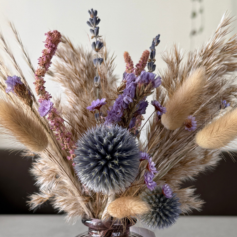 Bonnie Dried Flower Arrangement In Natural & Purple