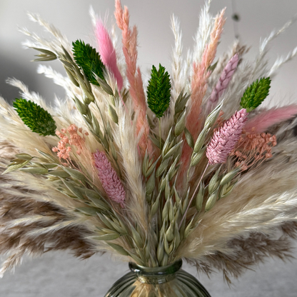 Dakota Dried Flower Arrangement In Green, Pink, Natural & Cream