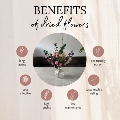 Emily Dried Flower Arrangement In Natural, Pink & Eucalyptus