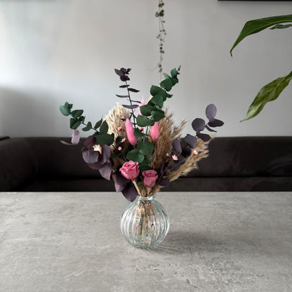 Emily Dried Flower Arrangement In Natural, Pink & Eucalyptus
