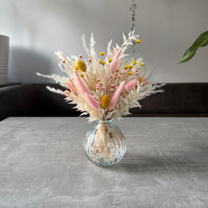 Nisa Dried Flower Arrangement In Cream, Yellow & Pink