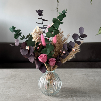 Emily Dried Flower Arrangement In Natural, Pink & Eucalyptus