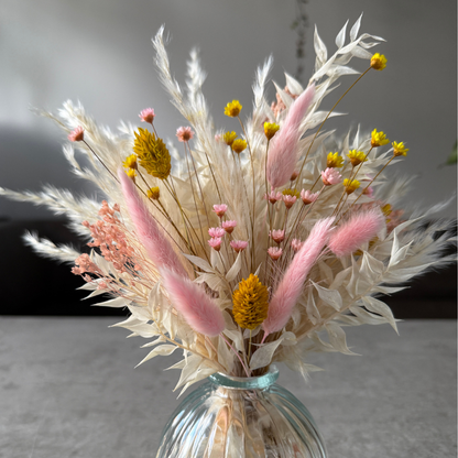 Nisa Dried Flower Arrangement In Cream, Yellow & Pink