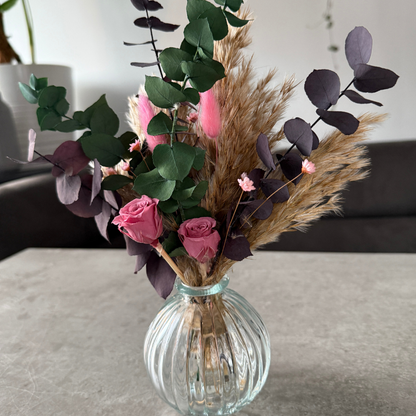 Emily Dried Flower Arrangement In Natural, Pink & Eucalyptus
