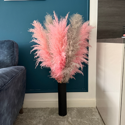 XL Extra Fluffy Pampas Grass In Pink & Grey