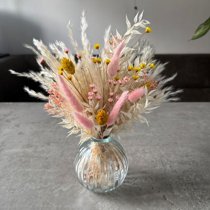 Nisa Dried Flower Arrangement In Cream, Yellow & Pink