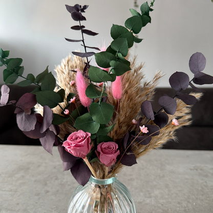 Emily Dried Flower Arrangement In Natural, Pink & Eucalyptus