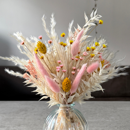 Nisa Dried Flower Arrangement In Cream, Yellow & Pink