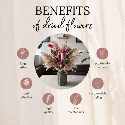 Piper Dried Flower Arrangement In Natural, Berry Purple & Pink