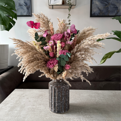 Piper Dried Flower Arrangement In Natural, Berry Purple & Pink