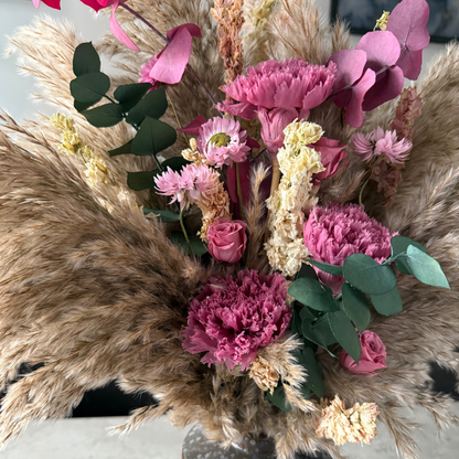 Piper Dried Flower Arrangement In Natural, Berry Purple & Pink