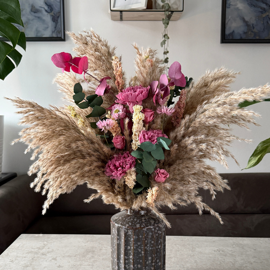 Piper Dried Flower Arrangement In Natural, Berry Purple & Pink