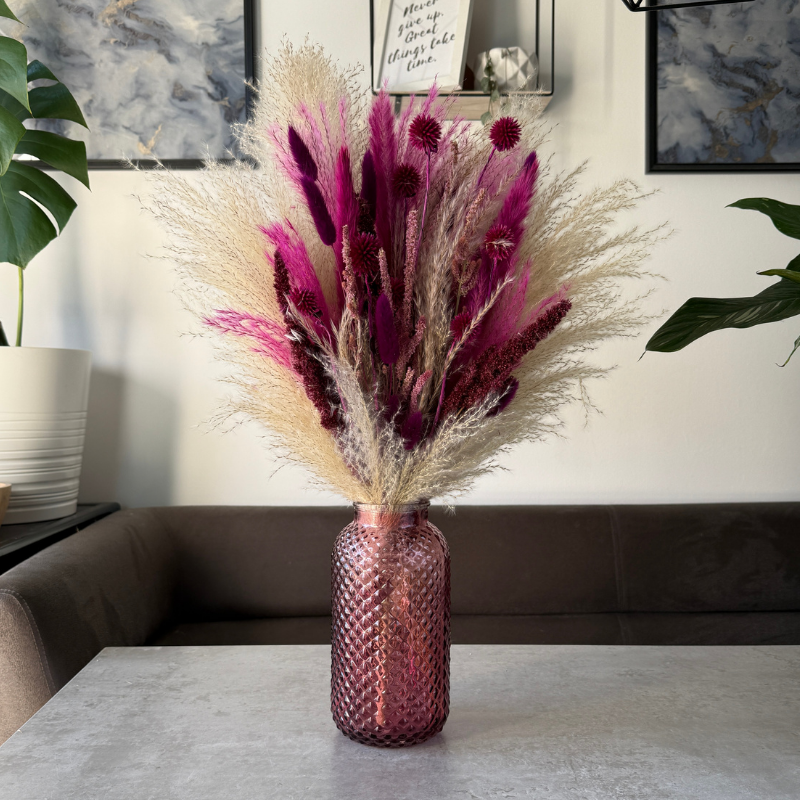 Gaia Dried Flower Arrangement In Natural, Berry Purple & Pink