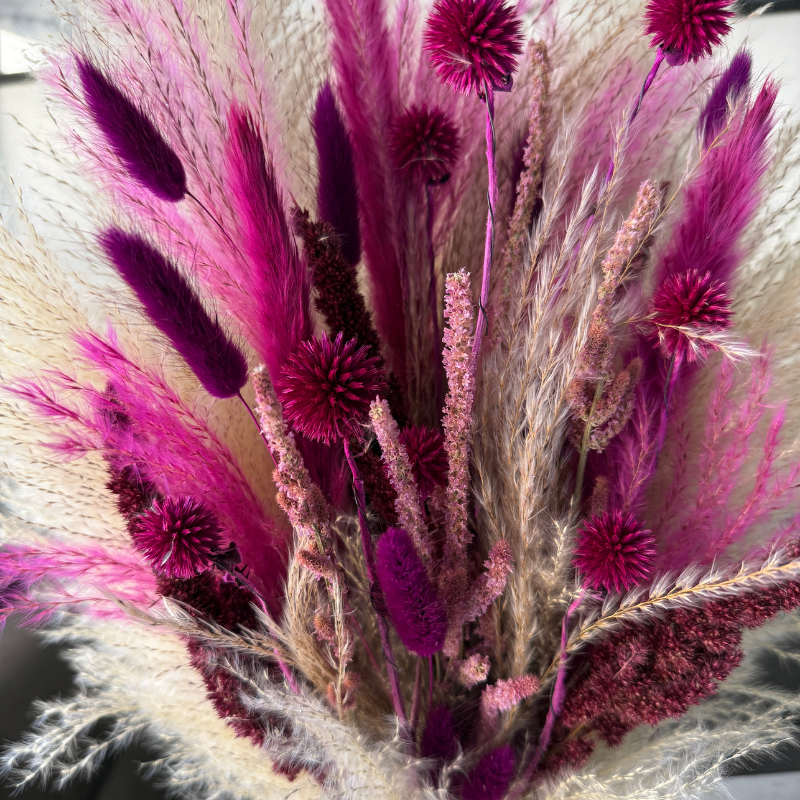 Gaia Dried Flower Arrangement In Natural, Berry Purple & Pink