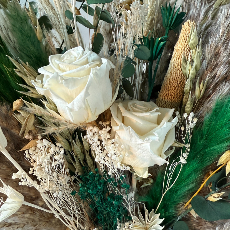 Eliza Dried Flower Arrangement In Natural, Green & Cream