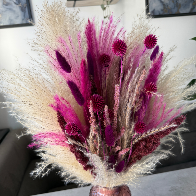 Gaia Dried Flower Arrangement In Natural, Berry Purple & Pink